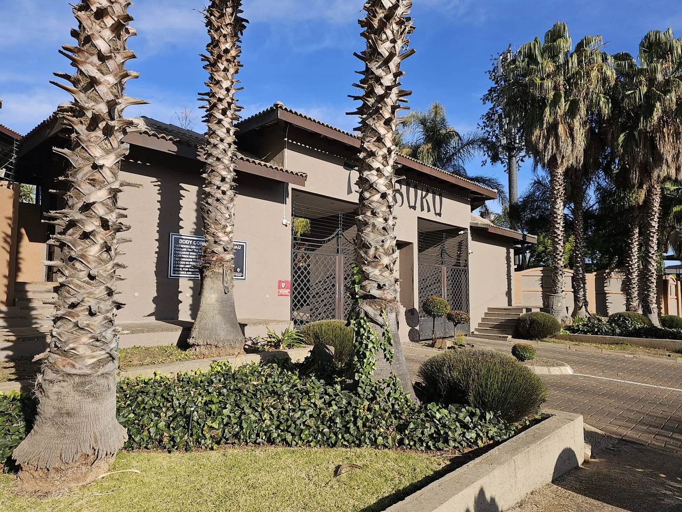 Residential estate exterior with landscaping